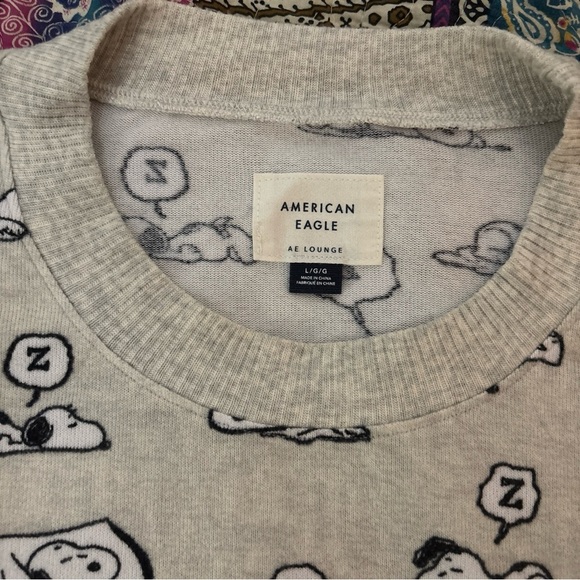 American Eagle AE Snoopy Peanuts Plush Sleep Lounge Pajama Set Shorts Top Size L - Picture 2 of 6